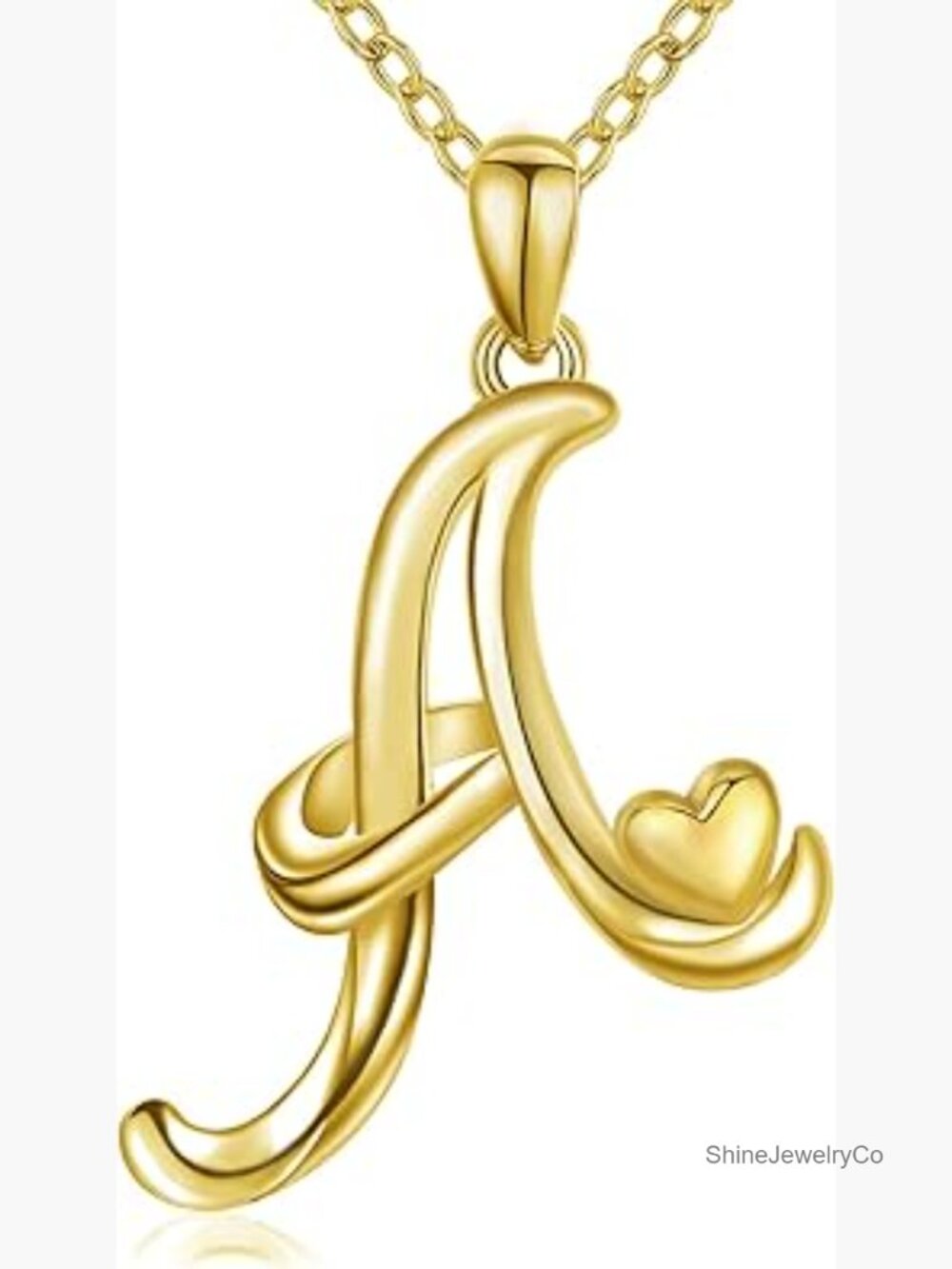 925 Sterling Silver Initial Pendant Necklace 18 Inch Chain Gold Heart Custom